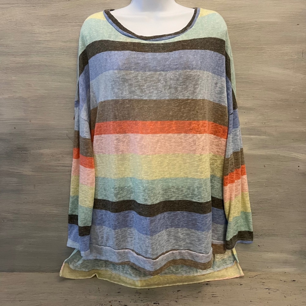 Blumin Apparel Multicolor Horizontal‎ Stripe Lightweight Knit Sweater Top 3XL GC